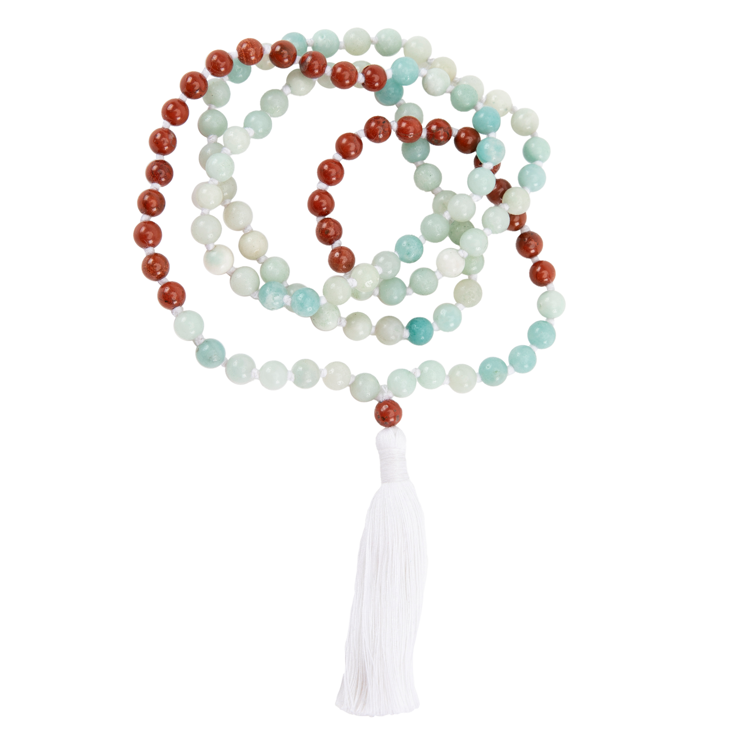 Handmade Prayer Beads: Red Jasper and Amazonite Mala