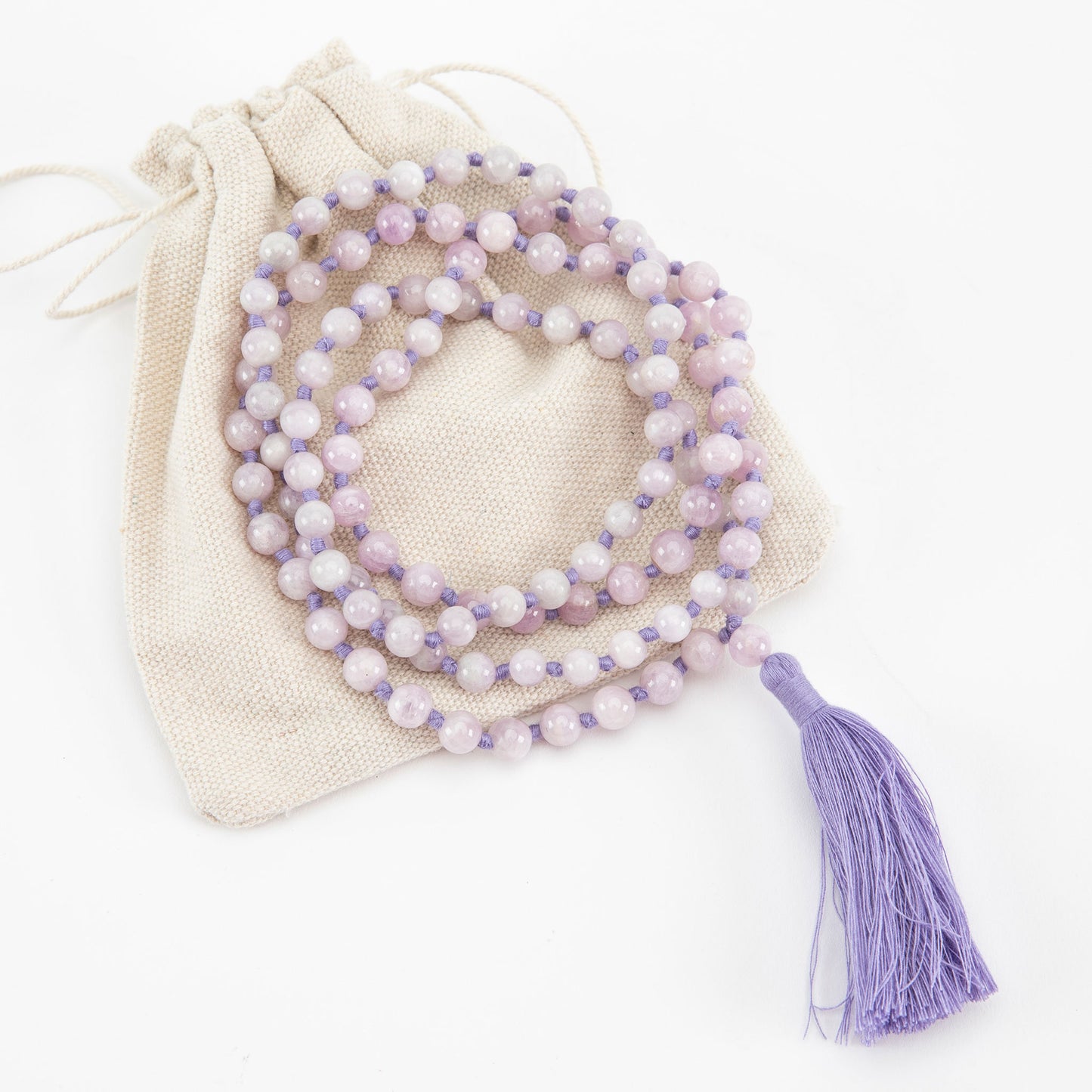 Handmade Prayer Beads: Kunzite Mala