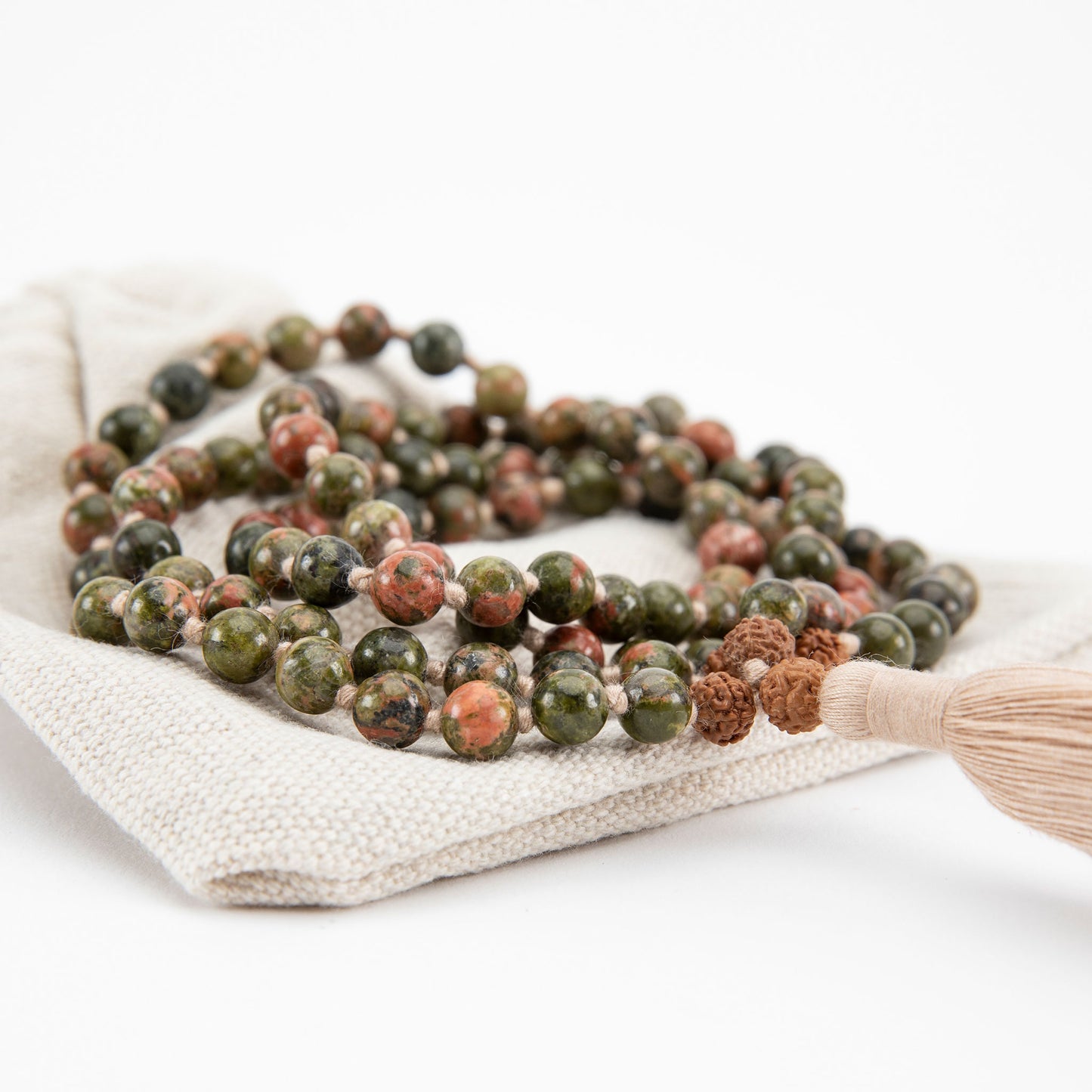 Handmade Prayer Beads: Unakite Mala