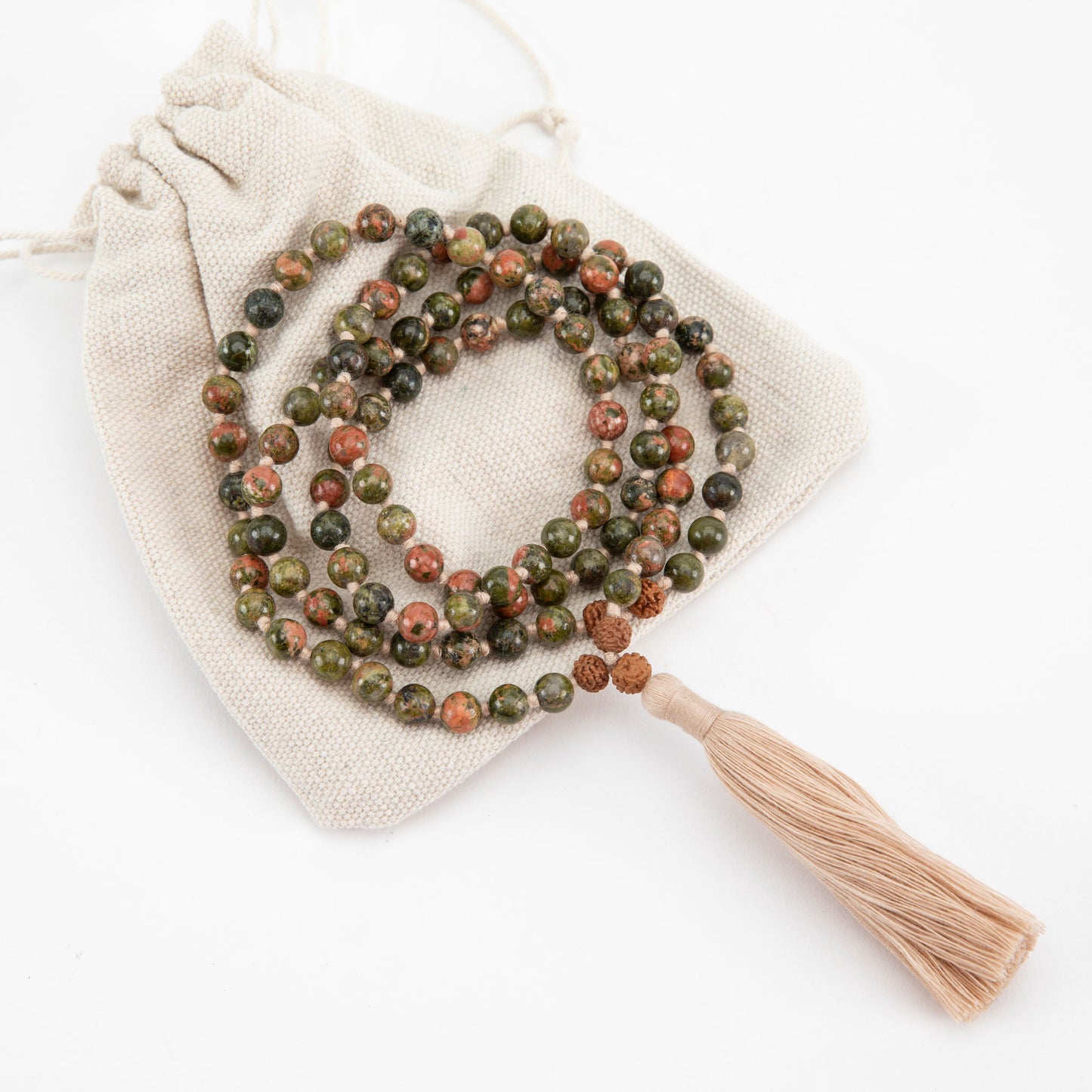 Handmade Prayer Beads: Unakite Mala
