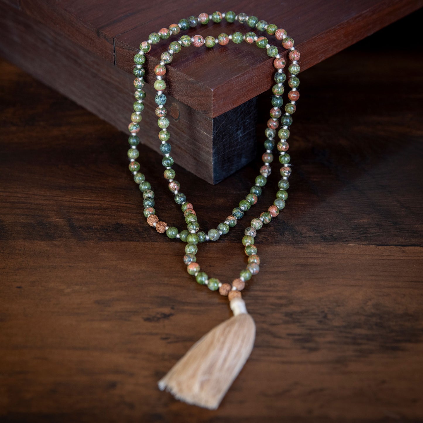 Handmade Prayer Beads: Unakite Mala