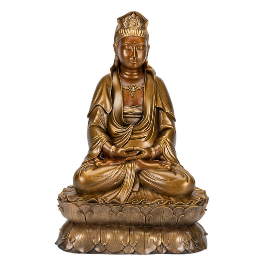 Seated Bronze Garden Kuan Yin Statue