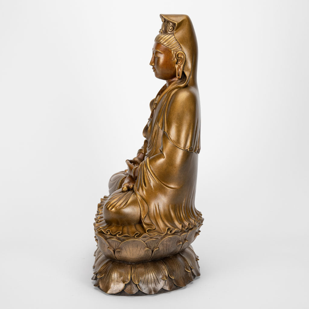 Seated Bronze Garden Kuan Yin Statue