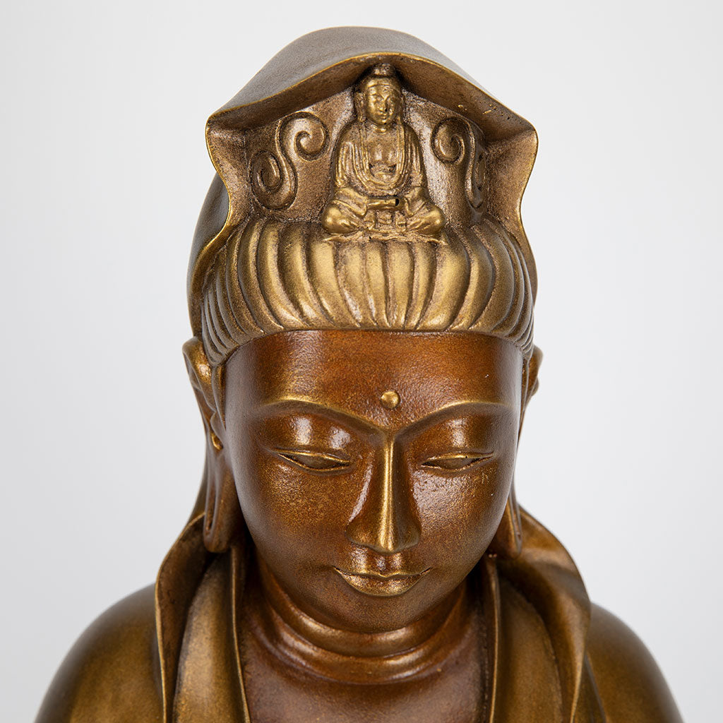 Seated Bronze Garden Kuan Yin Statue