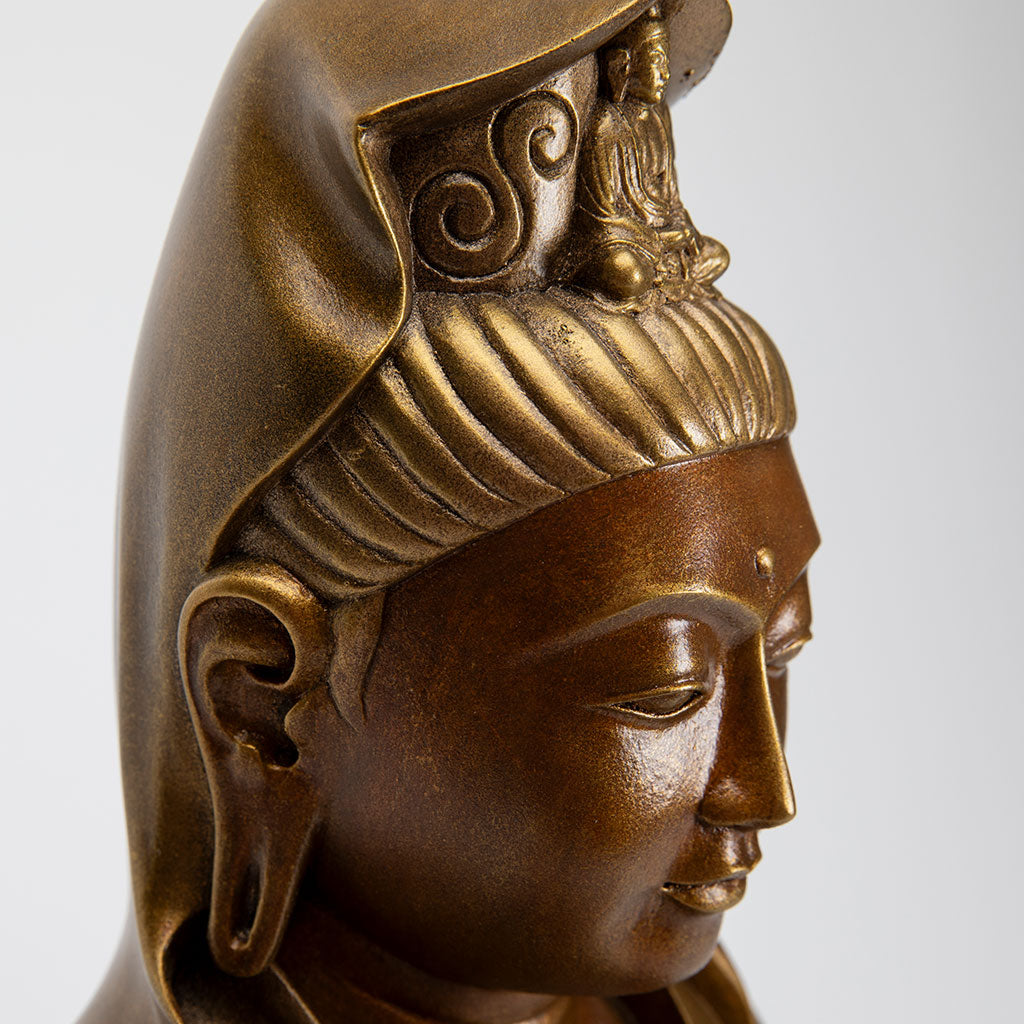 Seated Bronze Garden Kuan Yin Statue