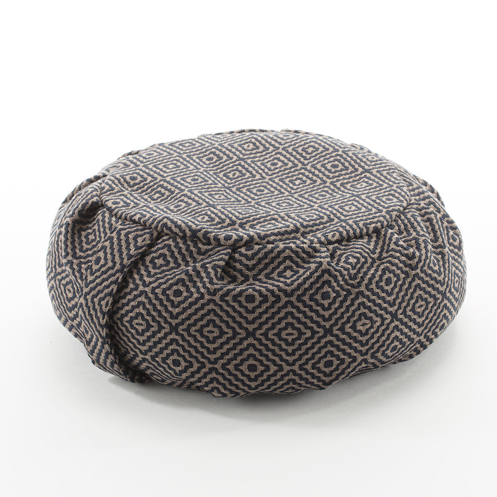 Geometric Buckwheat Hull Zafu, Navy