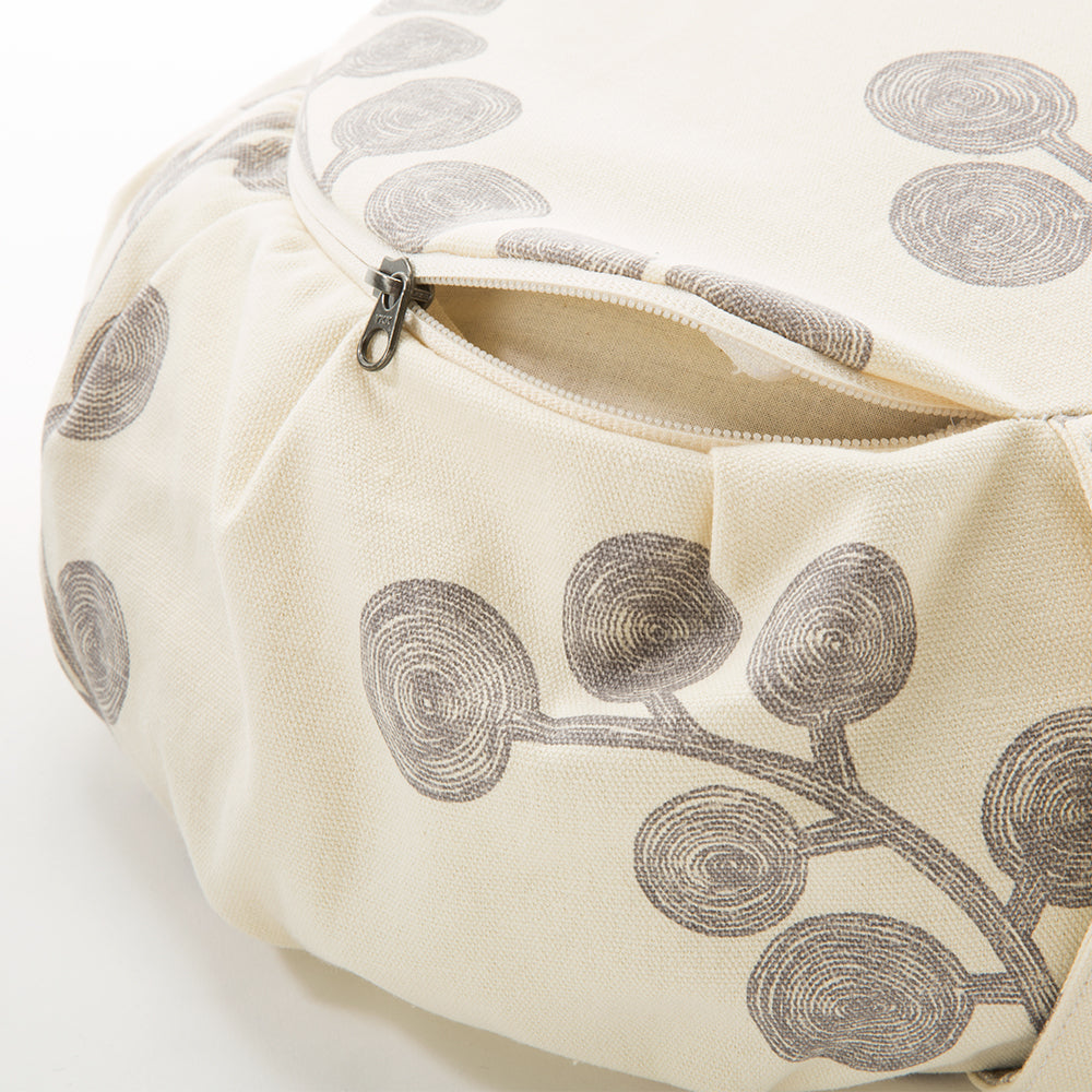 Botanical Print Buckwheat Hull Zafu - COVER ONLY
