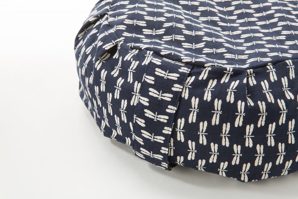 Navy Dragonfly Print Buckwheat Hull Zafu - COVER ONLY