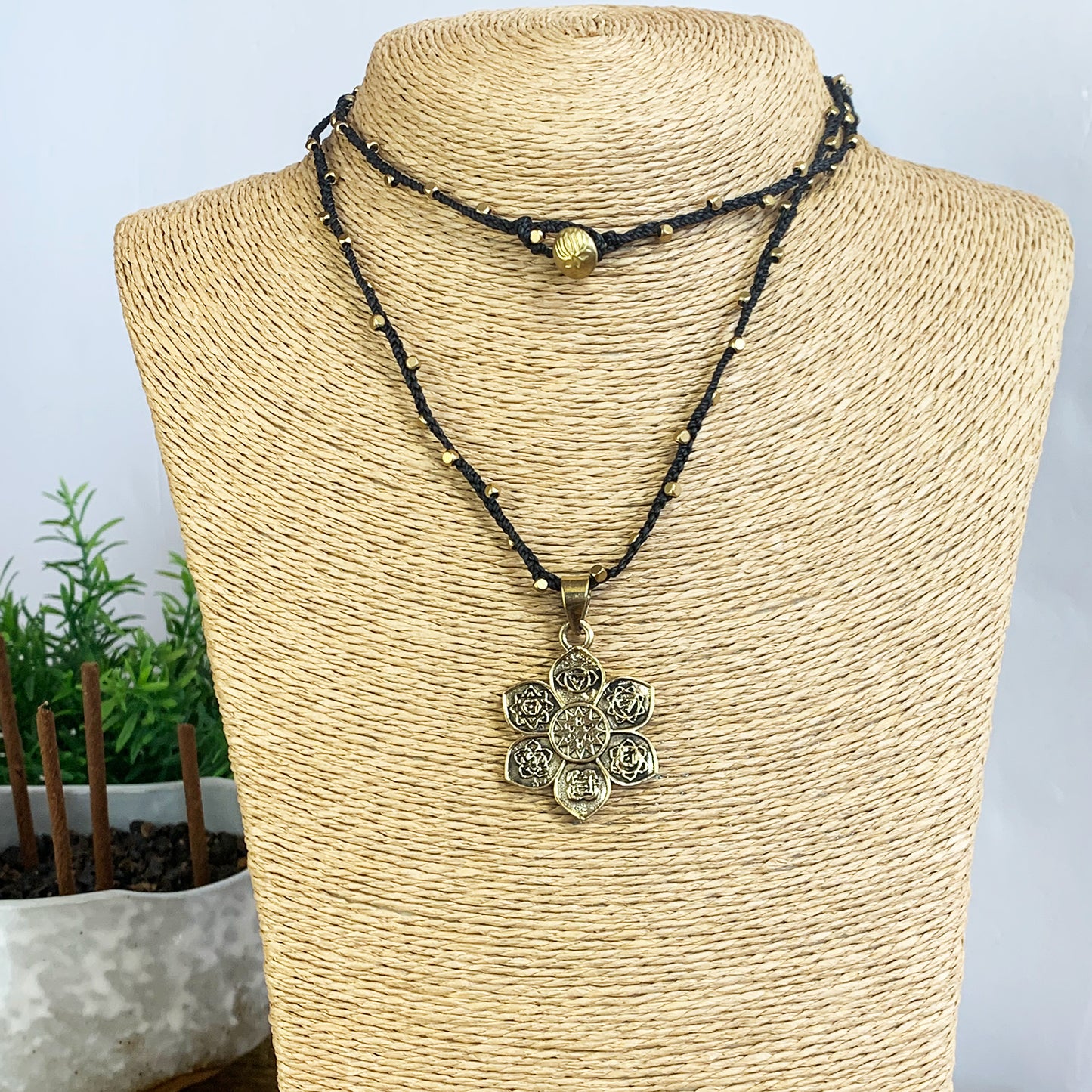 Brass Chakra Pendant Necklace