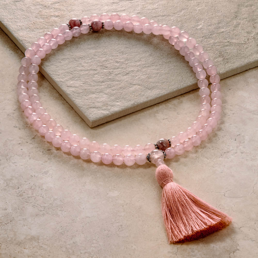Rose Quartz Mala ~ Rose Quartz Mala Beads - Rose Quartz Prayer Beads