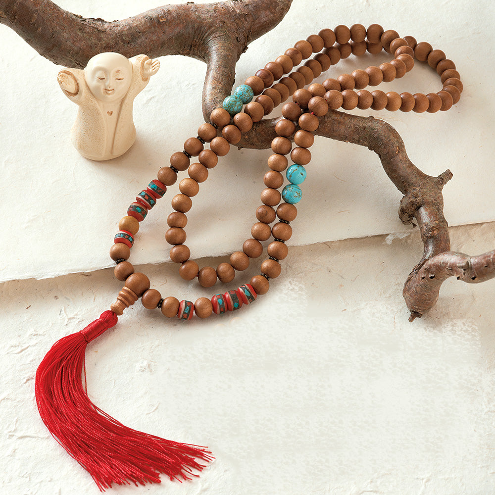 Sandalwood and Yak Bone Healing Mala, 108 beads