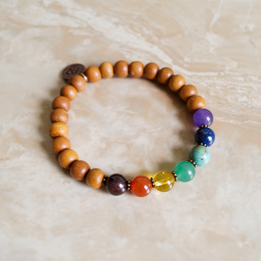 Sandalwood Chakra Stretchy Mala