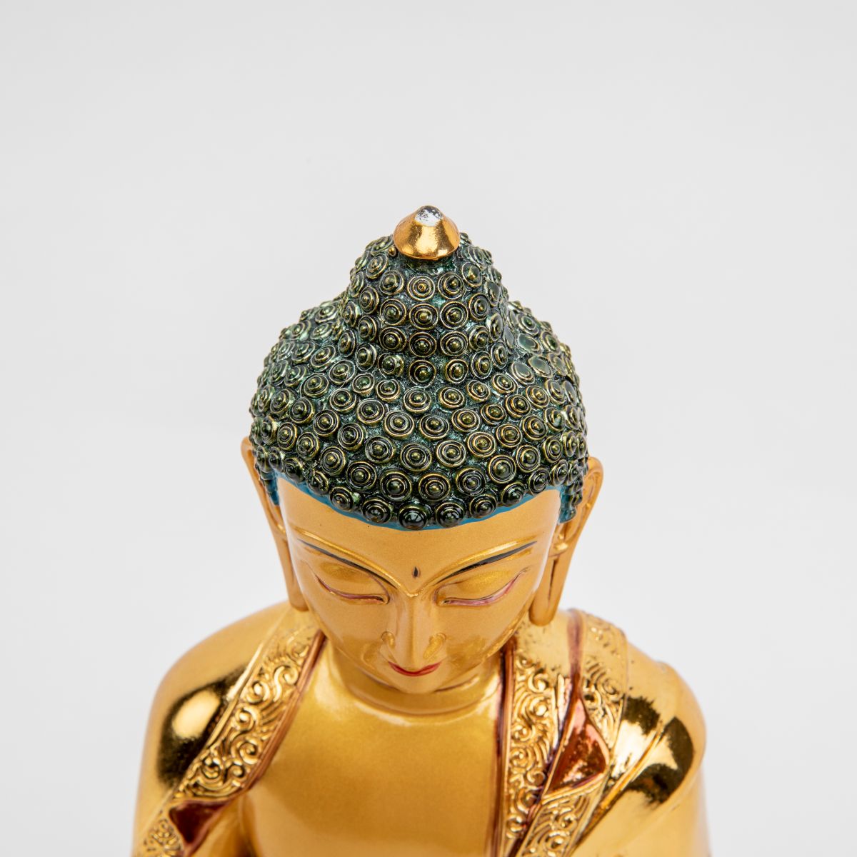 Golden Resin Shakyamuni Buddha Statue - 12"