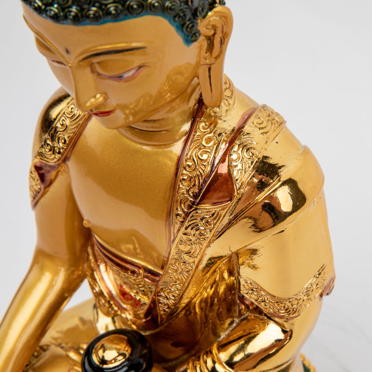 Golden Resin Shakyamuni Buddha Statue - 12"