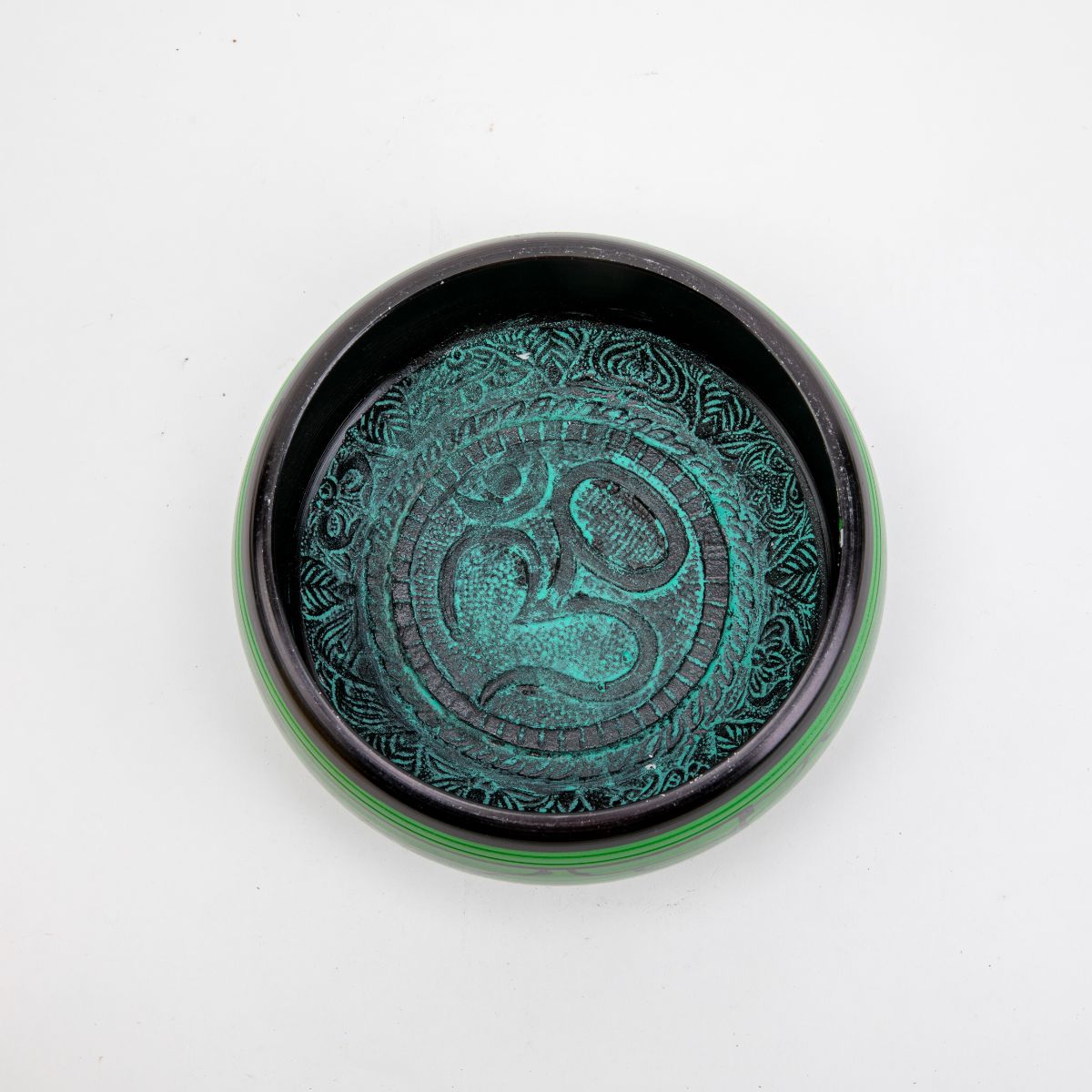 Large Green Om Singing Bowl - 8"