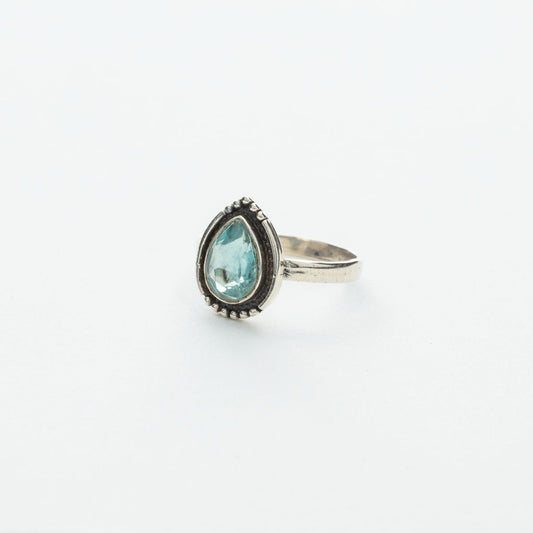 Pear-Shaped Blue Apatite Ring in Silver