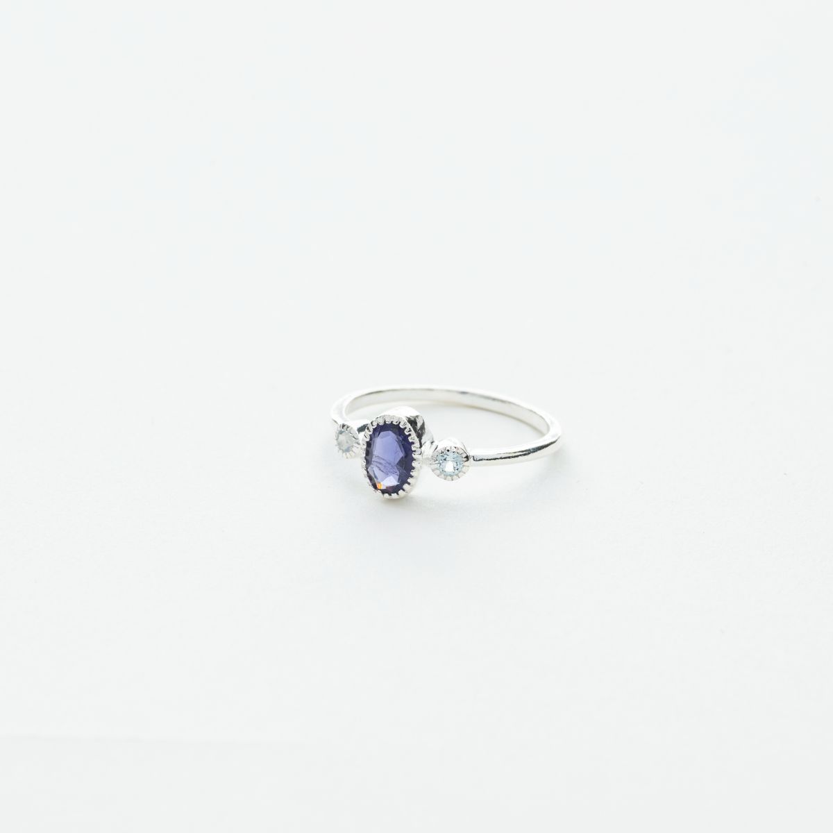 3 Stone Oval Ring in Silver