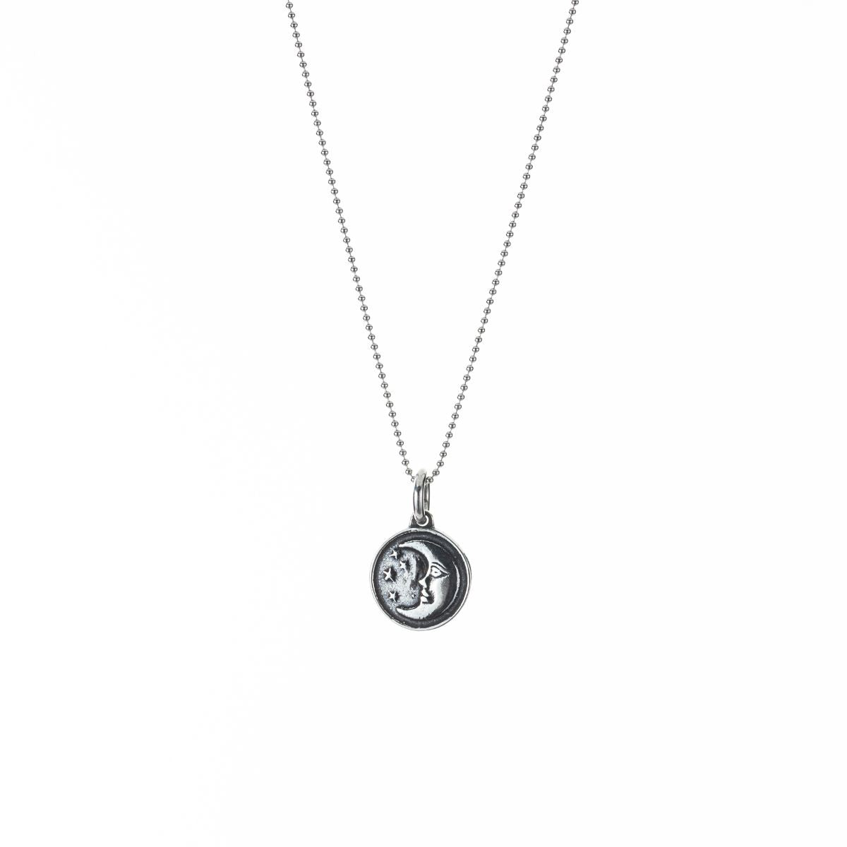 Sun and Moon Coin Pendant Double Sided Necklace in Silver