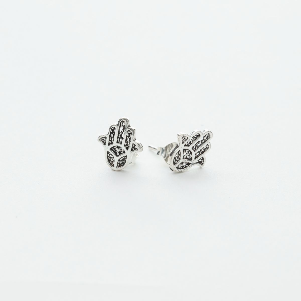 Hamsa Stud Earrings in Sterling Silver
