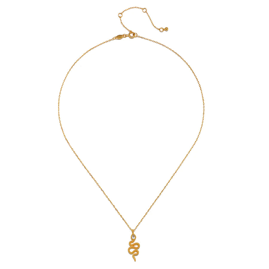 Serpent White Topaz Gold Pendant Necklace