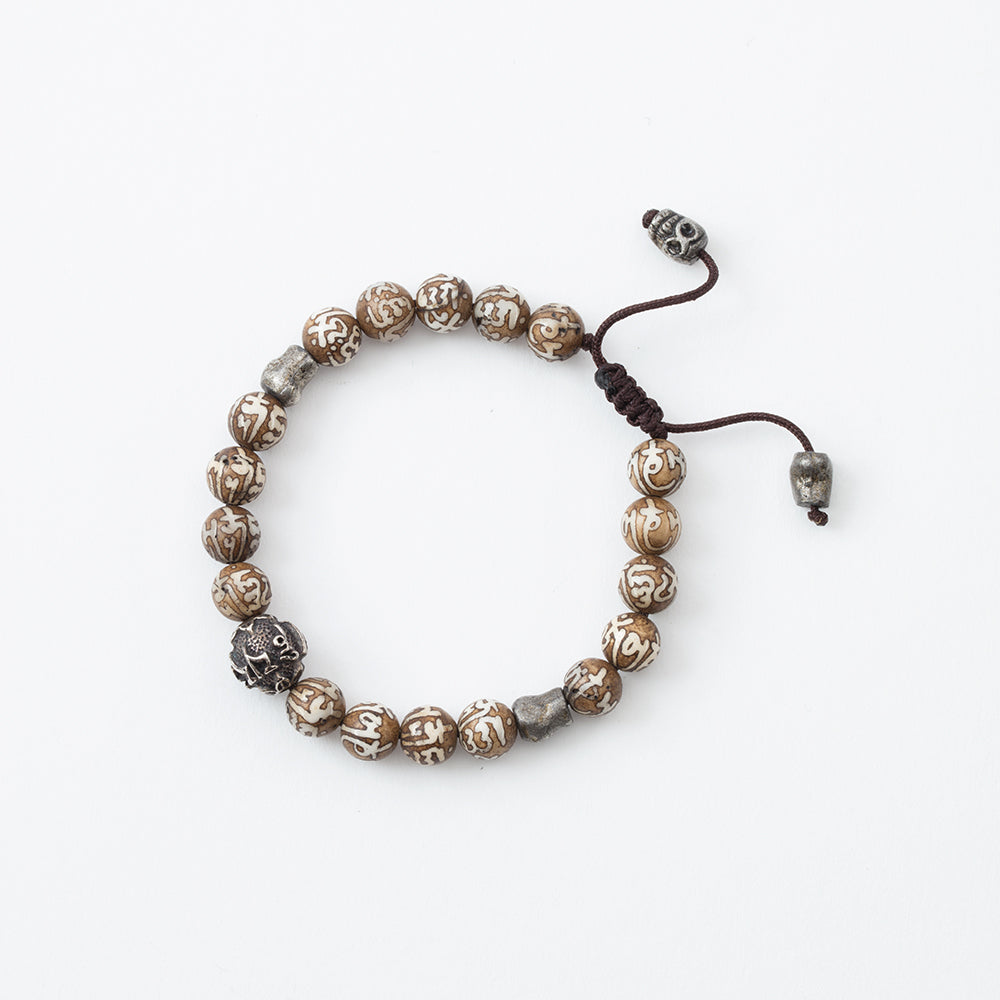 Compassion Mantra and Skull Endless Knot Adjustable Bracelet