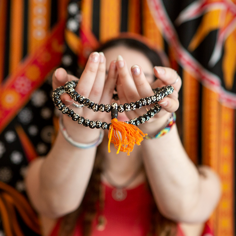 Buffalo Bone Om Mala, 108 beads
