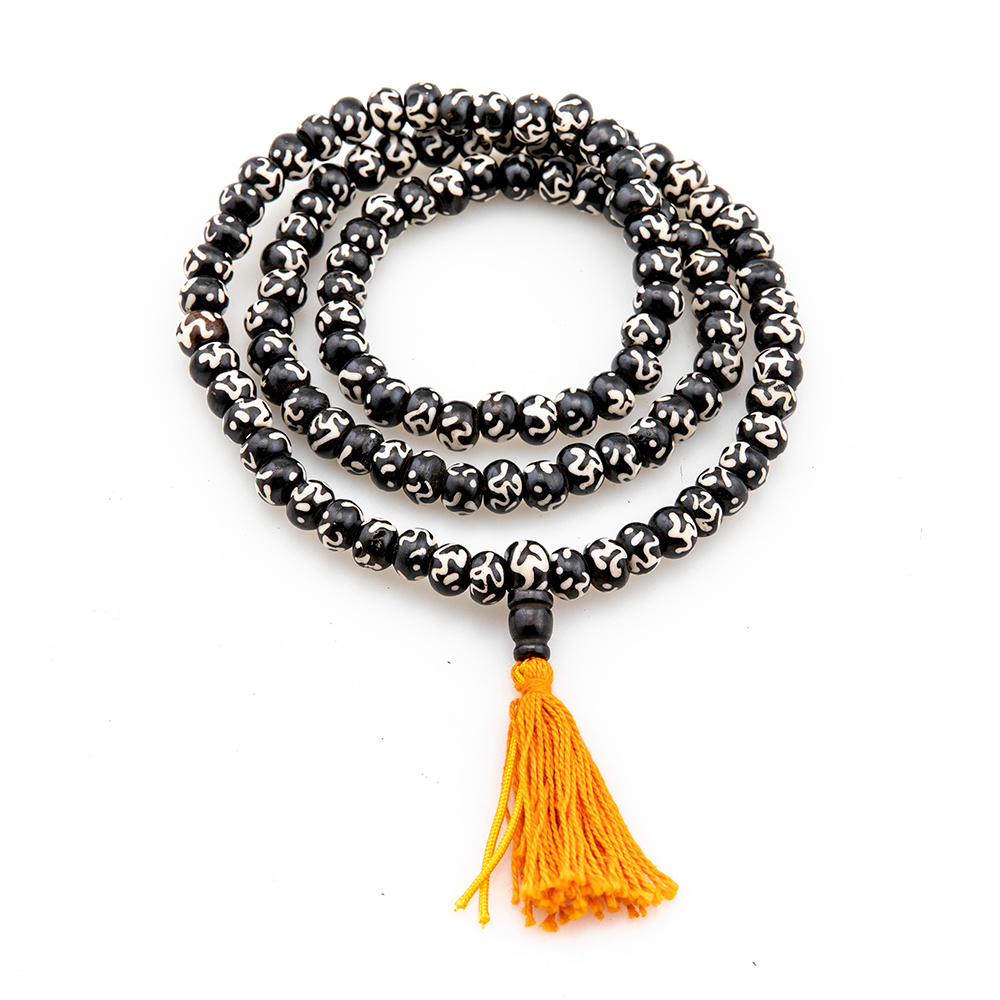 Buffalo Bone Om Mala, 108 beads