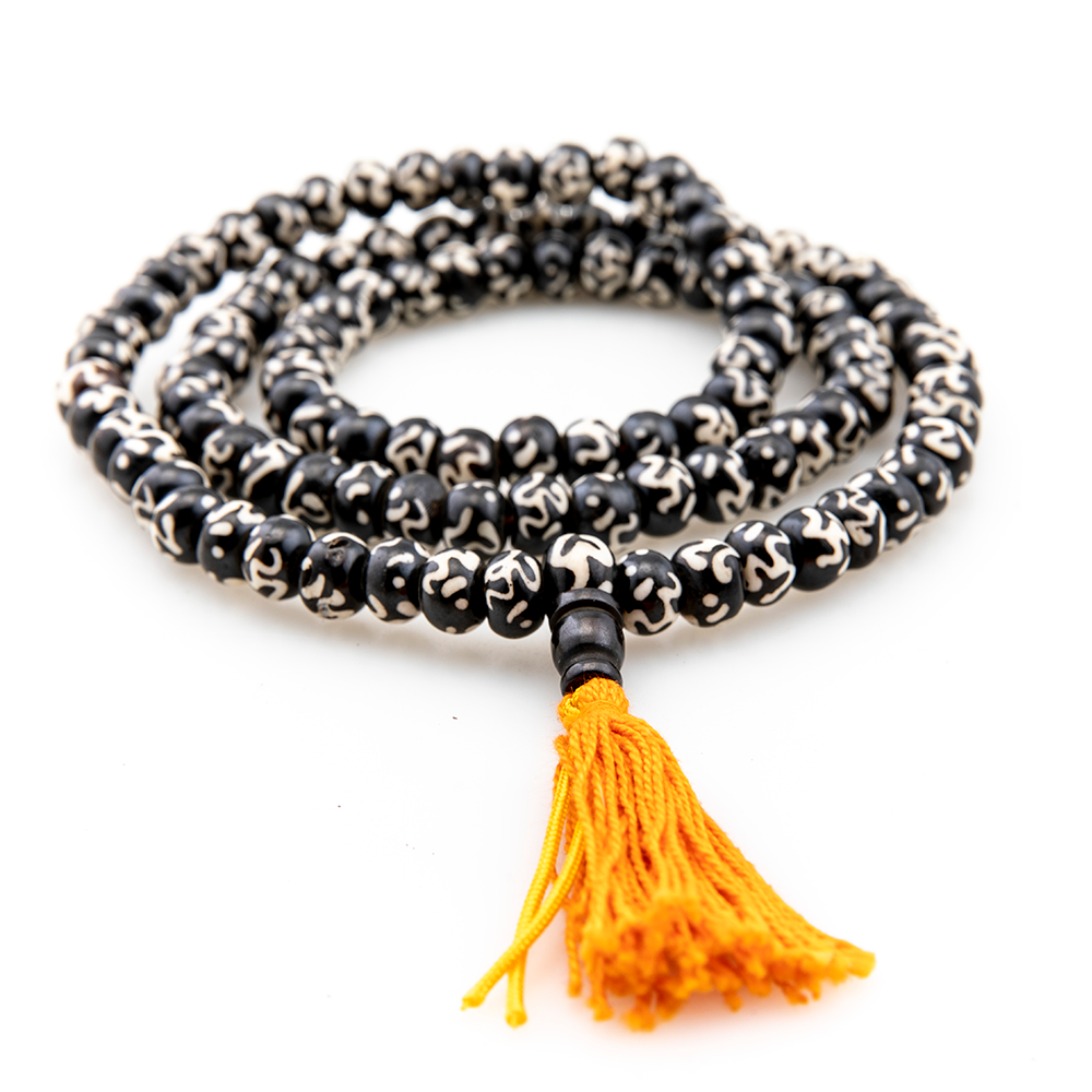 Buffalo Bone Om Mala, 108 beads