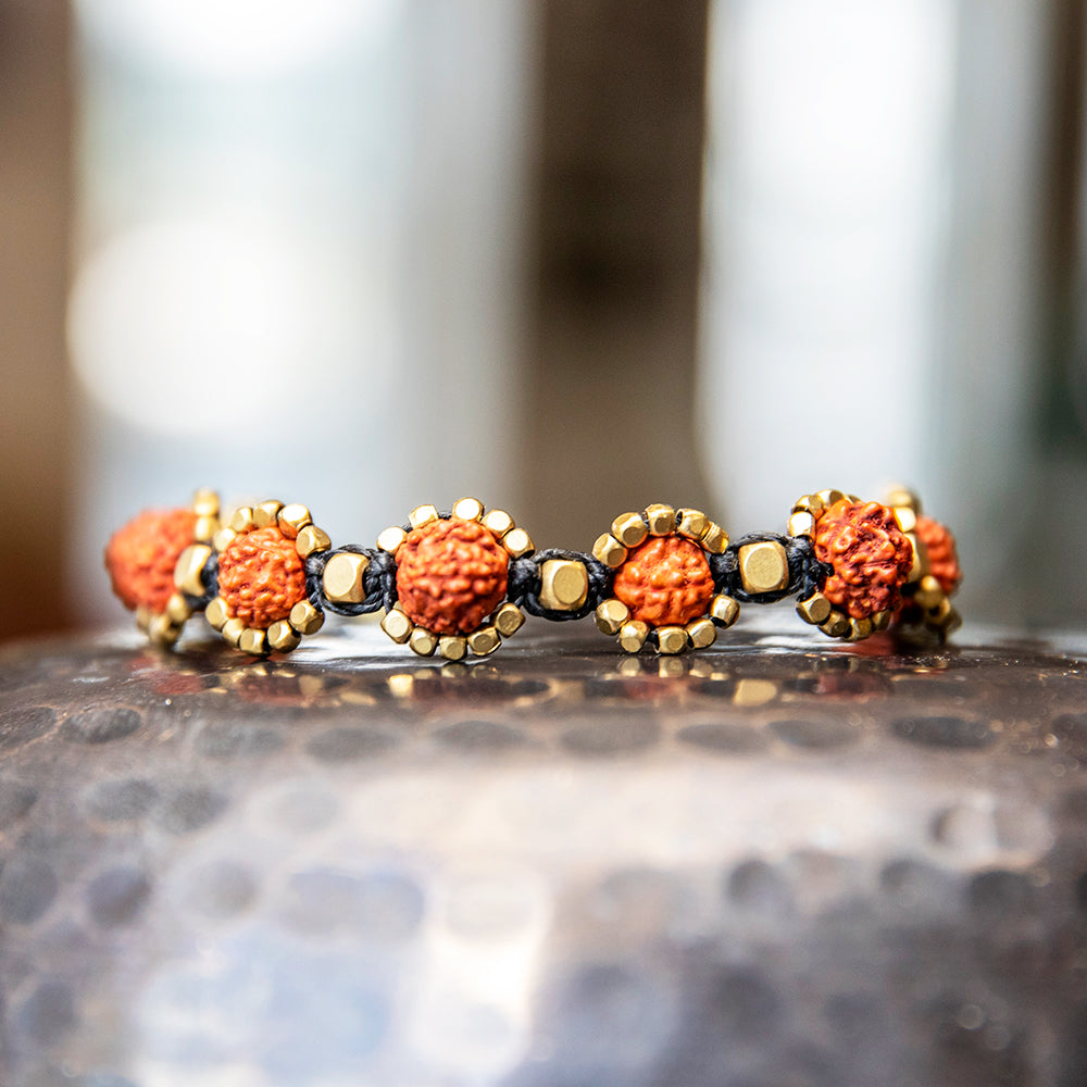 Rudraksha Seed and Brass Bracelet