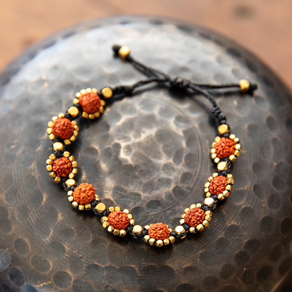 Rudraksha Seed and Brass Bracelet