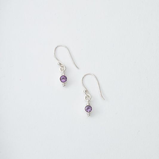 Small Purple Gem Dangle Earrings