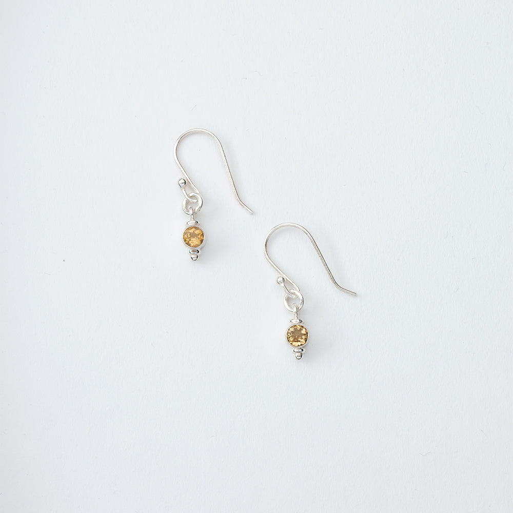 Small Yellow Gem Dangle Earrings