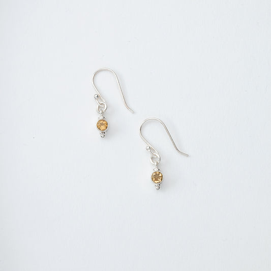 Small Yellow Gem Dangle Earrings