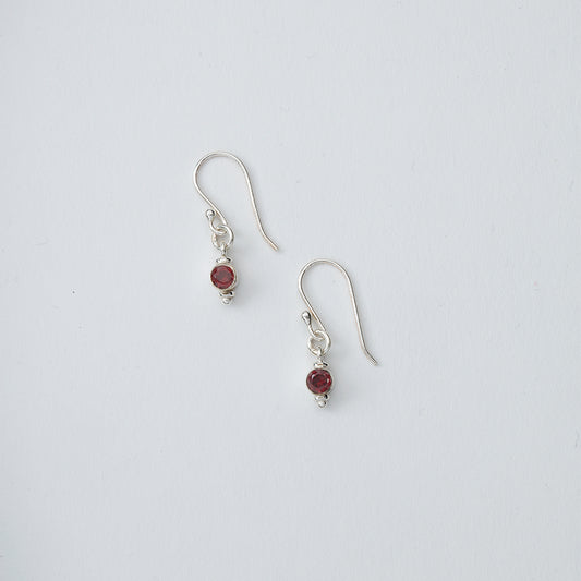Small Red Gem Dangle Earrings