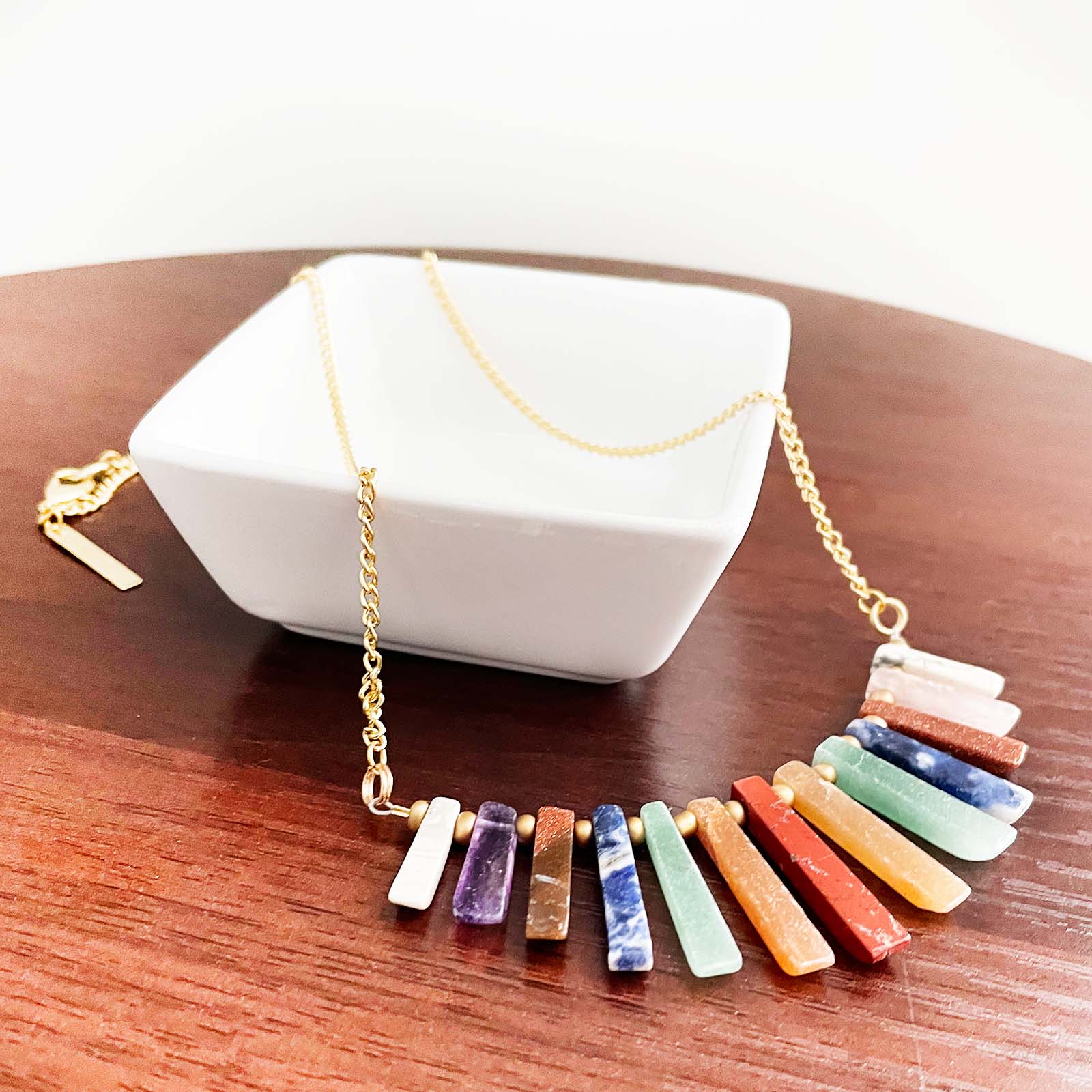 Rainbow statement online necklace