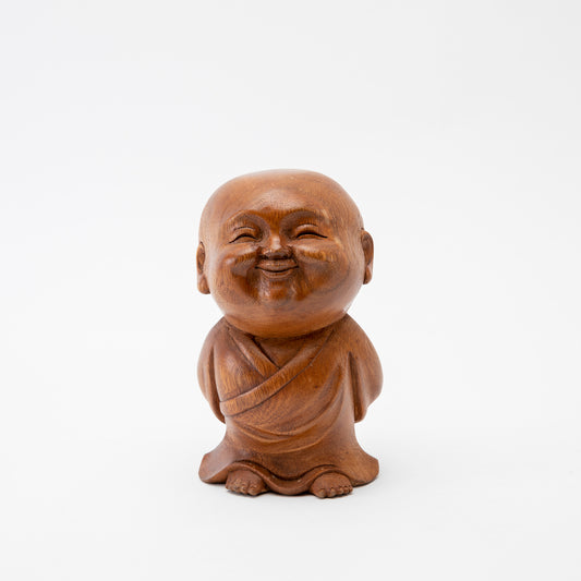 Wooden Happy Monk Statue