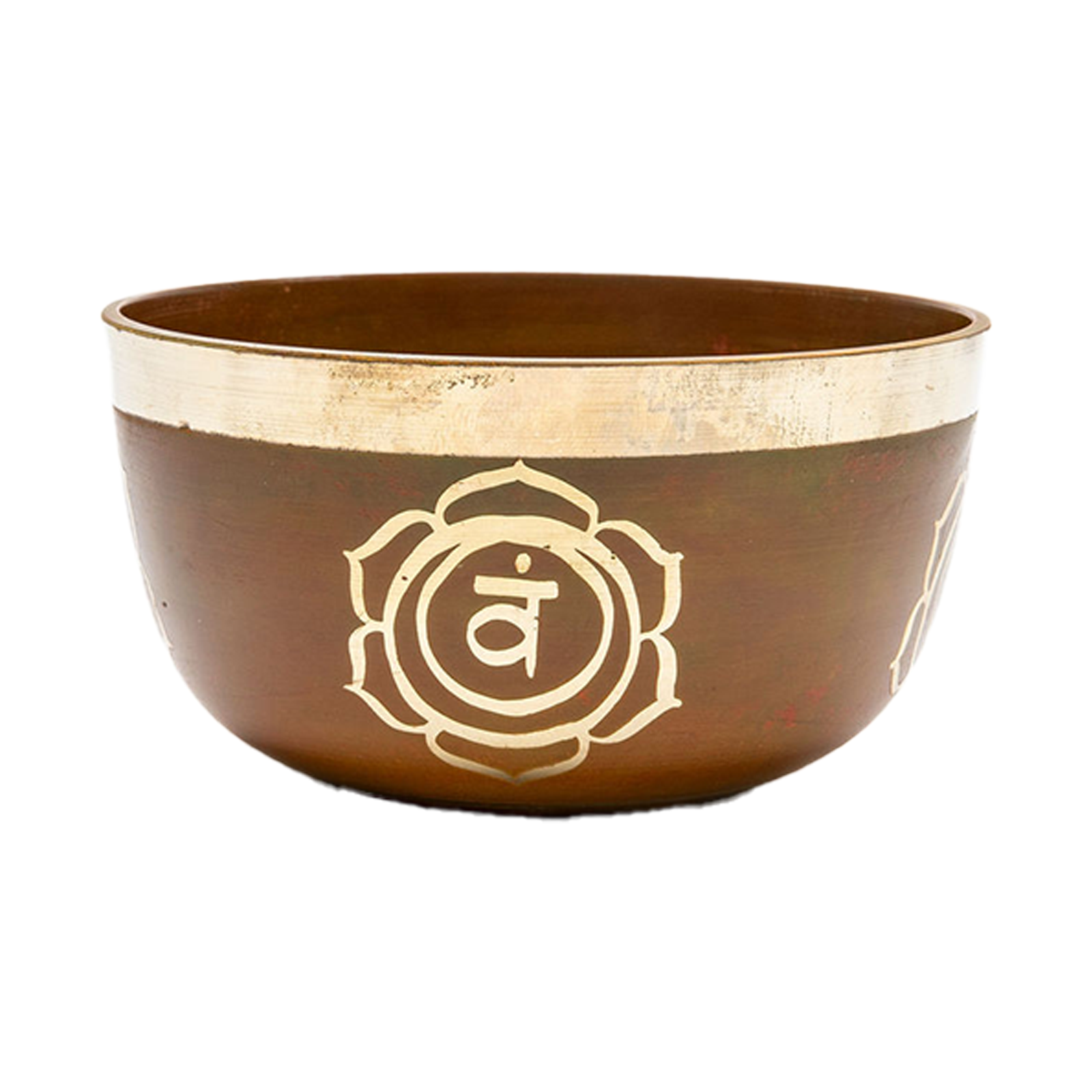 Side view of the orange chakra (sacral chakra) bowl on a white backdrop.