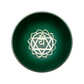 Inside view of the green chakra (heart chakra) bowl on a white backdrop.