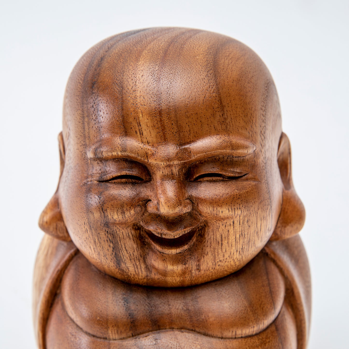 Wooden Laughing Buddha Statue