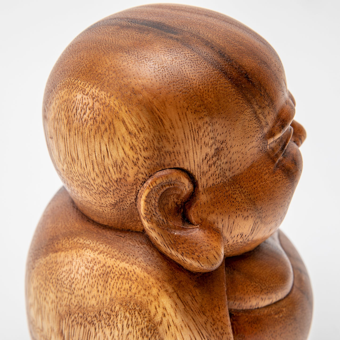 Wooden Laughing Buddha Statue