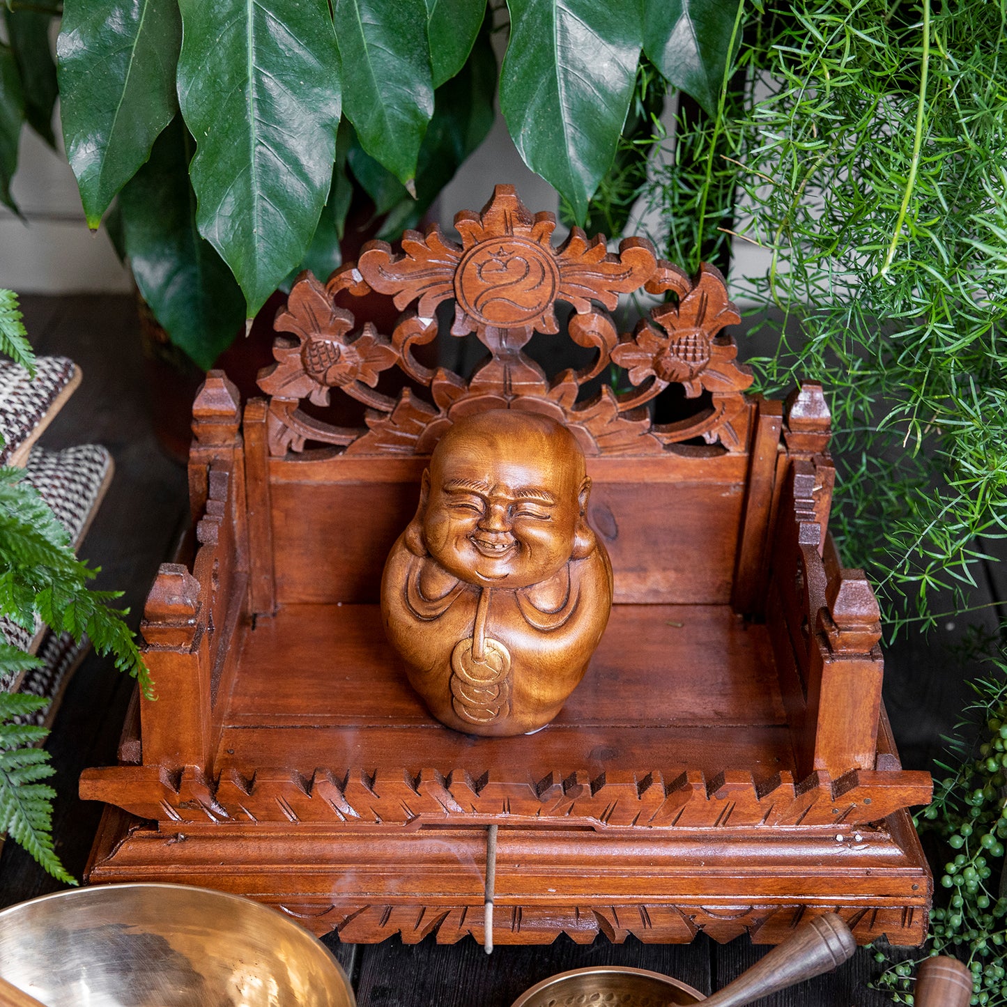 Wooden Laughing Buddha Statue 2