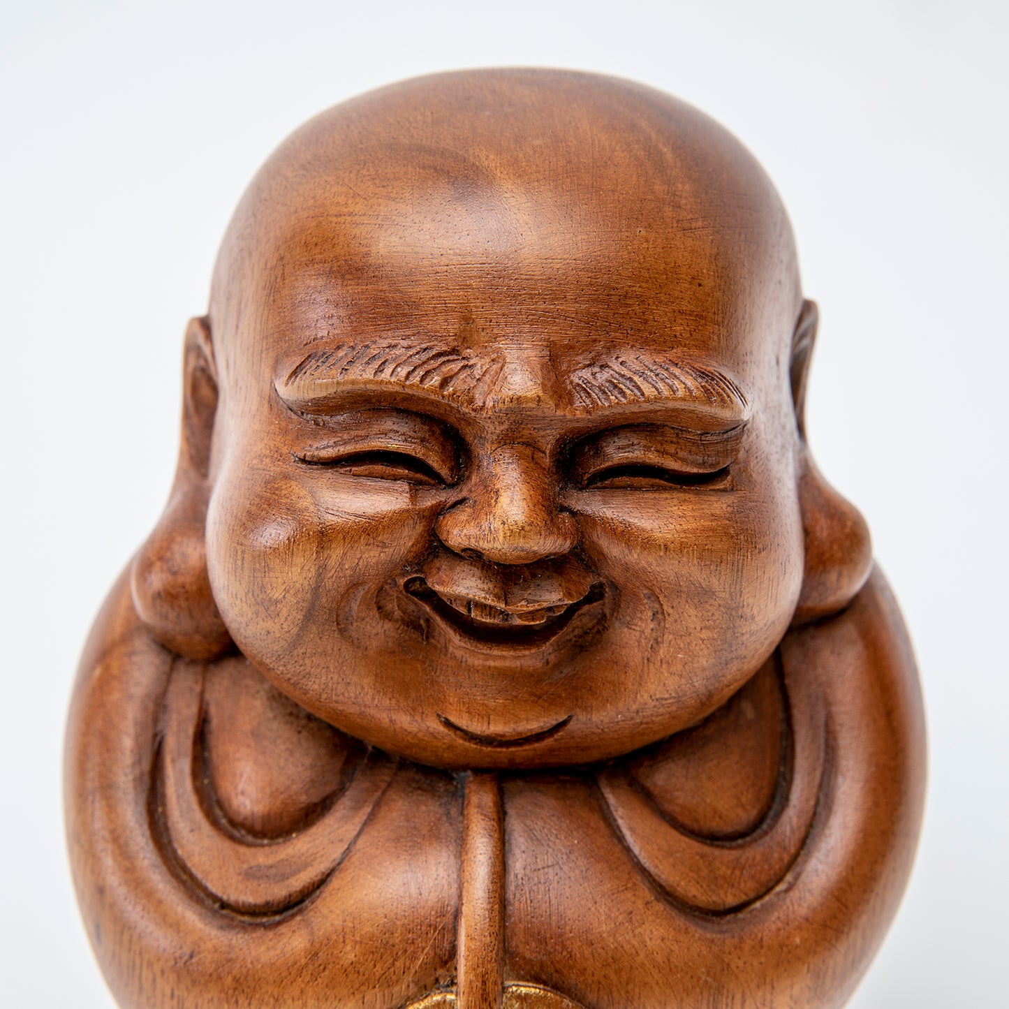 Wooden Laughing Buddha Statue 2