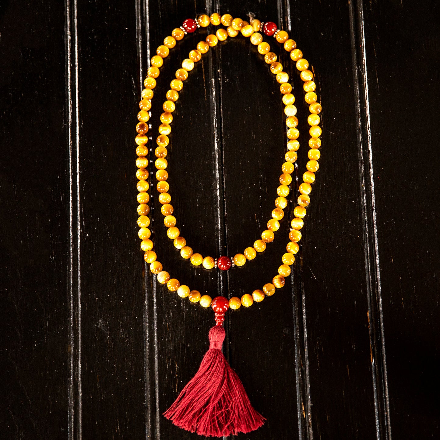Yellow Tiger Eye with Carnelian Mala