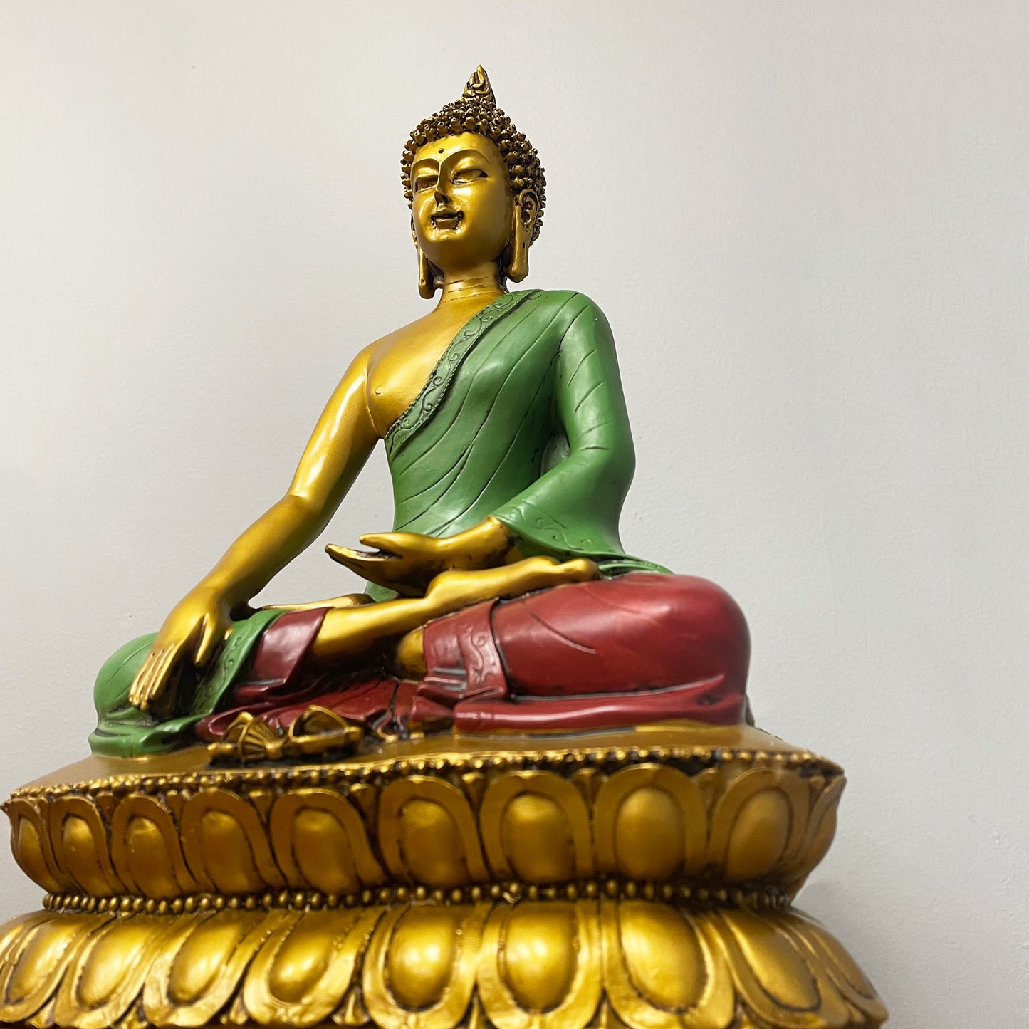 Painted Earth Touching Buddha Statue
