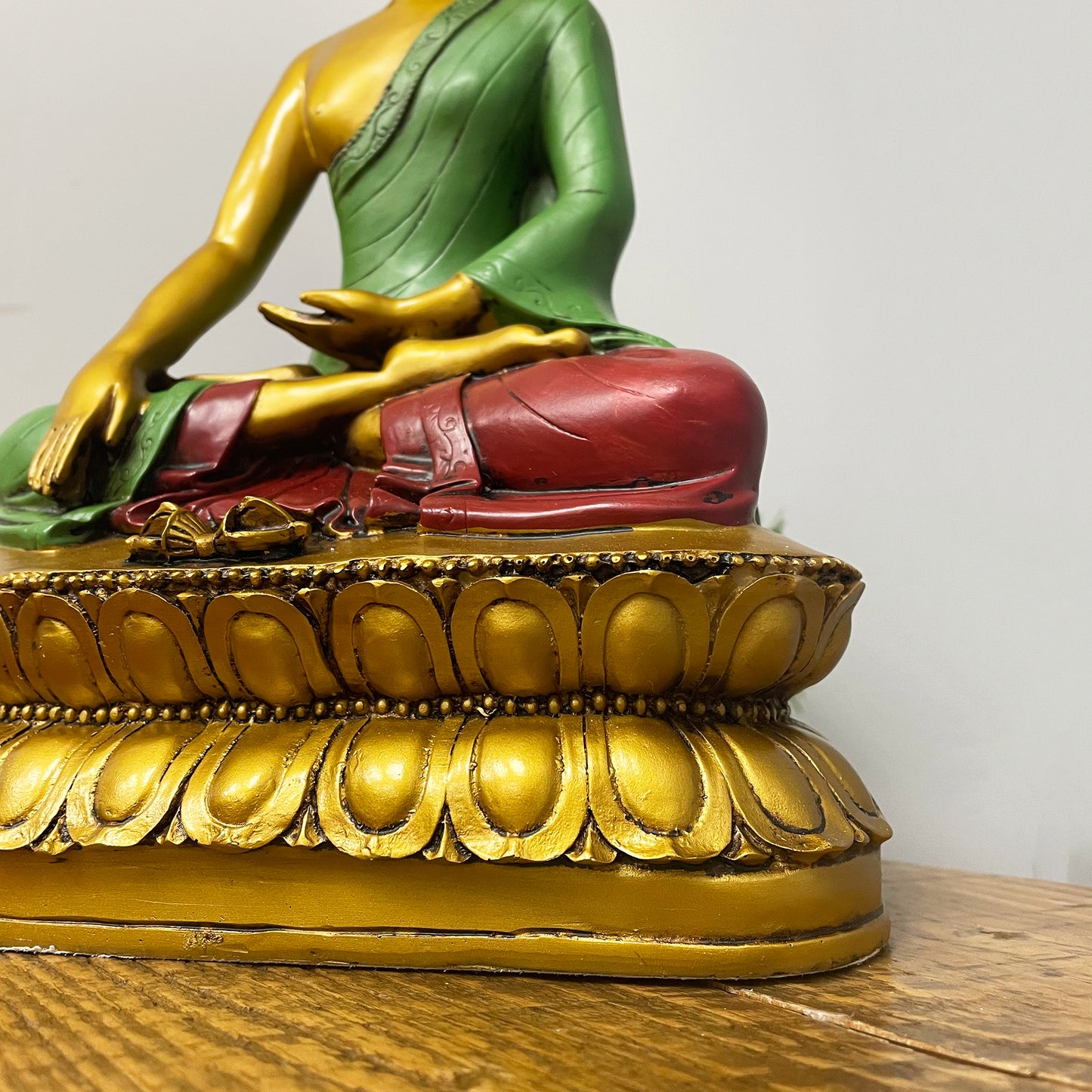 Painted Earth Touching Buddha Statue