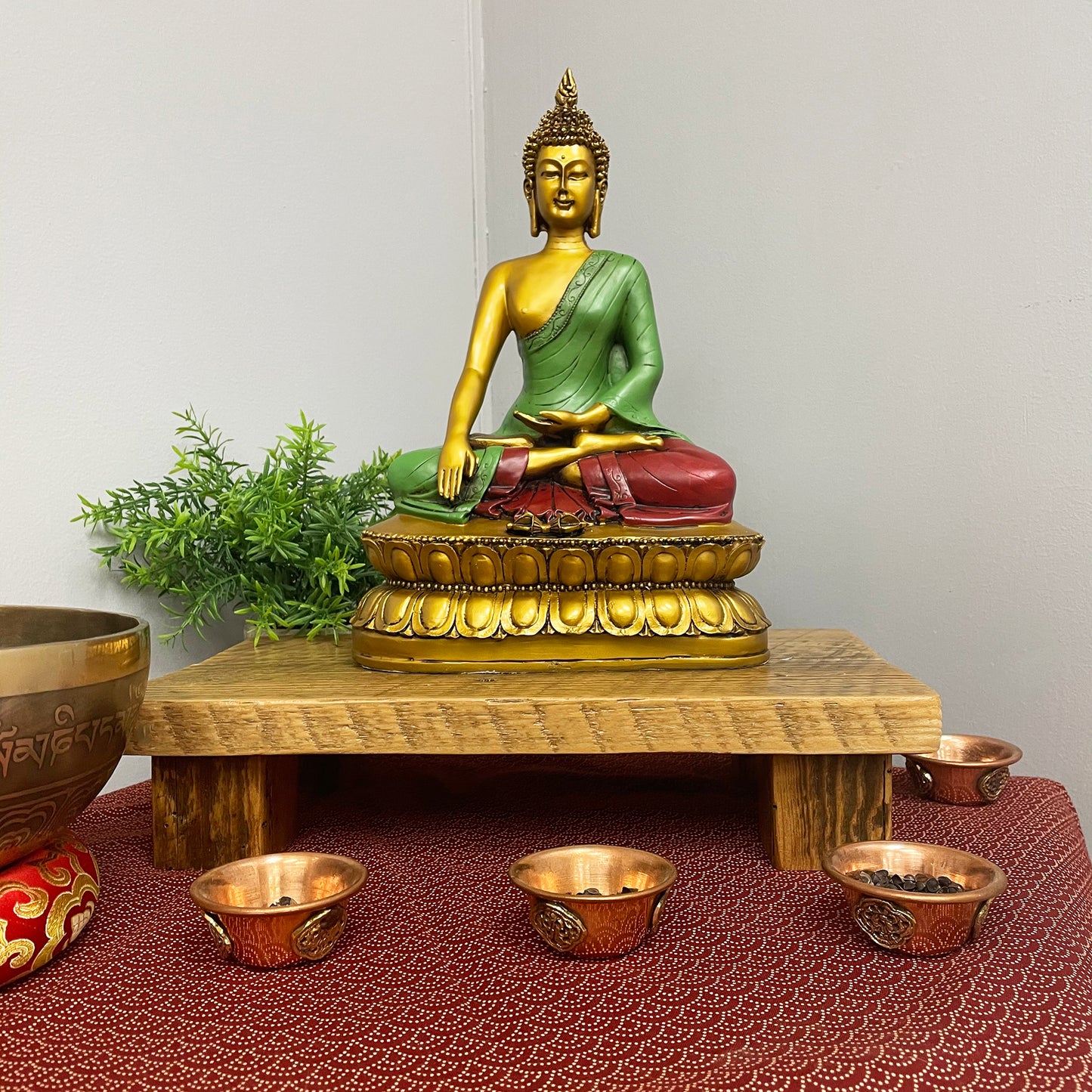 Painted Earth Touching Buddha Statue