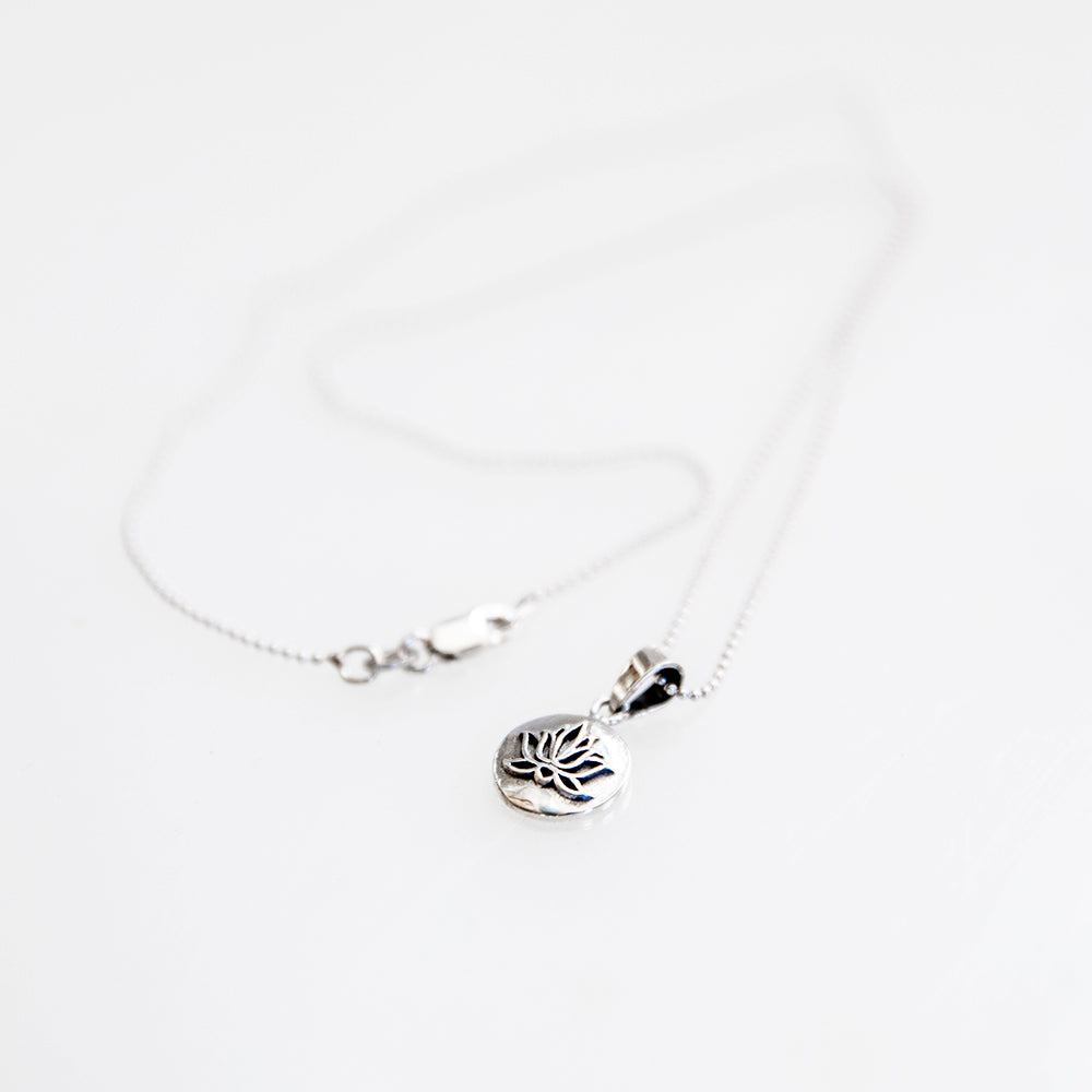 Raised Lotus Pendant Necklace