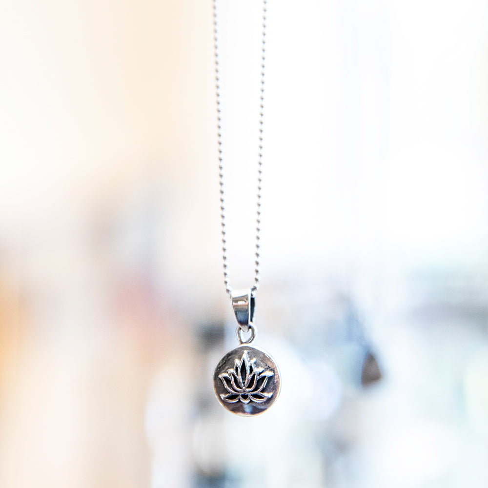Raised Lotus Pendant Necklace