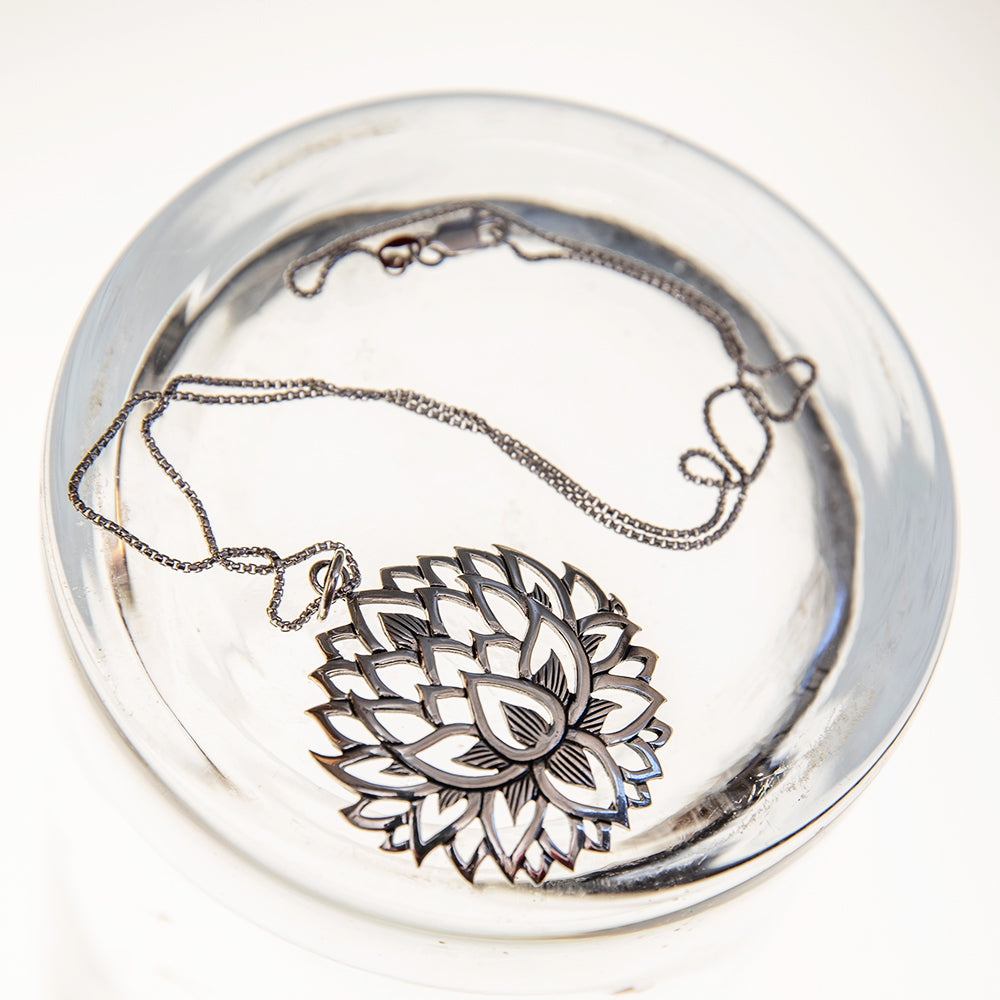 Large Lotus Pendant Necklace