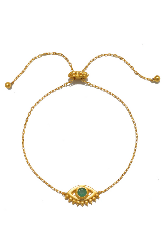 Gold Evil Eye Emerald Bracelet